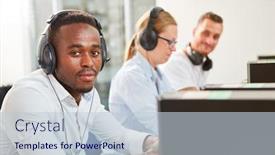  Presentation with adult education - Slide deck having african-student-with-headphones-learns background and a lemonade colored foreground