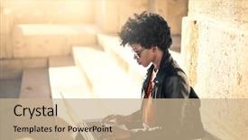  Presentation with urban students - Theme featuring african students - urban girl background and a  colored foreground