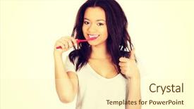  Presentation with african american teen girls - Colorful slide deck enhanced with african teen woman brushing teeth backdrop and a cream colored foreground