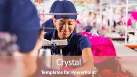  Presentation with factory workers - Colorful slides enhanced with african textile factory workers backdrop and a coral colored foreground