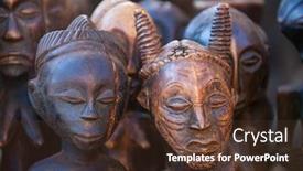  Presentation with vintage art - Audience pleasing PPT theme consisting of african-traditional-vintage-art-carved backdrop and a tawny brown colored foreground