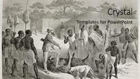  Presentation with african tribe - Beautiful PPT theme featuring african tribe - old illustration of explorer john backdrop and a light gray colored foreground