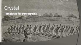  Presentation with tribe - Slides featuring african tribe - old illustration of tribal drummers background and a gray colored foreground