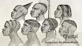  Presentation with african tribe - PPT layouts featuring african tribe - ounyanyembe people hairstyles old illustration background and a mint green colored foreground