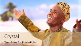  Presentation with photograph - Slide deck with african tribe - photograph of an energetic background and a yellow colored foreground