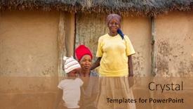  Presentation with generations - Presentation design enhanced with african-village-family-three-generations background and a coral colored foreground