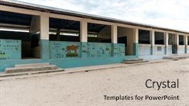  Presentation with school - Cool new theme with african village school with drawings backdrop and a soft green colored foreground