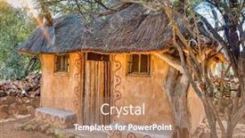  Presentation with traditional houses illustration - Presentation consisting of african-village-with-traditional-houses background and a coral colored foreground