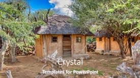  Presentation with village - Presentation enhanced with african-village-with-traditional-houses background and a coral colored foreground
