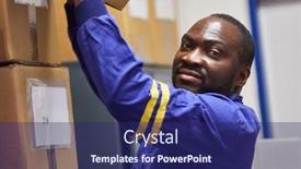  Presentation with order - Slides enhanced with african-warehouse-worker background and a navy blue colored foreground