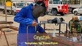  Presentation with pipe welding - Amazing presentation theme having african-welder-in-the-yard backdrop and a tawny brown colored foreground