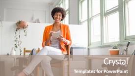  Presentation with office - Theme with african woman - portrait of young businesswoman background and a coral colored foreground