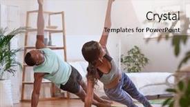  Presentation with home care - PPT layouts with african woman - young attractive couple practicing yoga background and a lemonade colored foreground