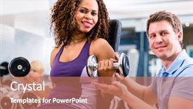  Presentation with trainer - PPT theme consisting of african woman and trainer exercising background and a  colored foreground