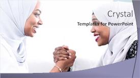  Presentation with wrestling - Cool new slide set with african-woman-arm-wrestling-conflict backdrop and a white colored foreground