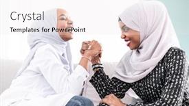  Presentation with wrestling - Presentation consisting of african-woman-arm-wrestling-conflict background and a sky blue colored foreground