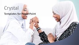  Presentation with wrestling - Colorful presentation enhanced with african-woman-arm-wrestling-conflict backdrop and a white colored foreground