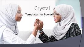  Presentation with wrestling - PPT theme enhanced with african-woman-arm-wrestling-conflict background and a white colored foreground