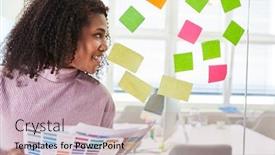  Presentation with sticky notes - Audience pleasing presentation theme consisting of african-woman-as-a-graphic backdrop and a soft green colored foreground