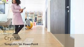  Presentation with african colors - PPT layouts having african-woman-as-graphic-designer background and a soft green colored foreground