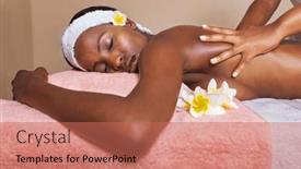  Presentation with spa - Slides having african-woman-at-a-spa background and a  colored foreground