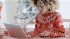  Presentation with home based wound care - PPT layouts featuring african woman doing xmas shopping background and a red colored foreground