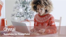  Presentation with home based wound care - Amazing slide deck having african woman doing xmas shopping backdrop and a coral colored foreground