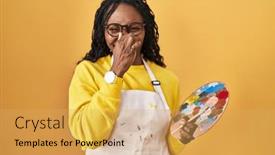  Presentation with breath - Presentation theme consisting of african-woman-holding-painter-palette background and a  colored foreground