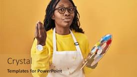  Presentation with italian - PPT layouts with african-woman-holding-painter-palette background and a yellow colored foreground