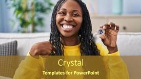  Presentation with virtual - Presentation theme enhanced with african-woman-holding-virtual-currency background and a tawny brown colored foreground