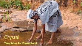  Presentation with water scarcity - Slides featuring african-woman-in-a-village background and a tawny brown colored foreground