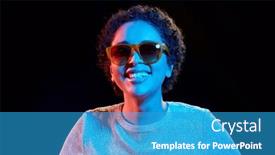  Presentation with neon - Amazing PPT layouts having african-woman-in-sunglasses-over backdrop and a teal colored foreground