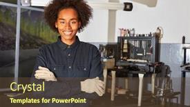  Presentation with automotive - Presentation theme having african-woman-in-teaching background and a tawny brown colored foreground