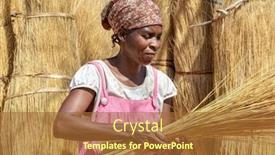  Presentation with thatch roof - Amazing PPT layouts having african woman in the village carrying grass used to thatch roofs backdrop and a red colored foreground