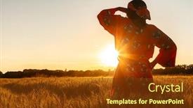  Presentation with african sunset - Beautiful PPT theme featuring african-woman-in-traditional-clothes backdrop and a tawny brown colored foreground