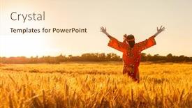  Presentation with african sunset - Cool new PPT theme with african-woman-in-traditional-clothes backdrop and a lemonade colored foreground