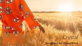  Presentation with african sunset - Presentation theme having african-woman-in-traditional-clothes background and a gold colored foreground