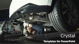  Presentation with training - Colorful slide set enhanced with african-woman-in-training backdrop and a dark gray colored foreground