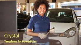  Presentation with auto repair - Presentation theme having african-woman-is-making background and a tawny brown colored foreground