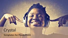  Presentation with african music - Beautiful slide deck featuring african woman listening to music backdrop and a coral colored foreground