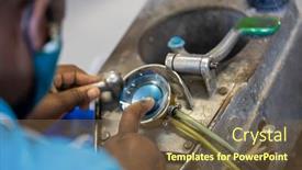  Presentation with african woman - Cool new PPT layouts with african-woman-manufacturing-lenses backdrop and a tawny brown colored foreground