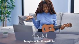  Presentation with ukulele - PPT layouts having african-woman-playing-ukulele background and a gray colored foreground
