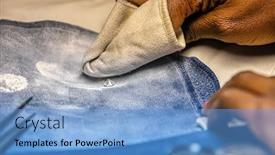  Presentation with diamond - Slides consisting of african-woman-polishing-and-cleaning background and a teal colored foreground