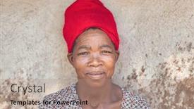  Presentation with mud house - Slides with african-woman-portrait-head and a coral colored foreground