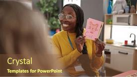  Presentation with preschool - Presentation design enhanced with african-woman-preschool-teacher background and a tawny brown colored foreground