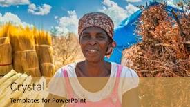  Presentation with woman gathering - Amazing PPT theme having african-woman-sitting-down backdrop and a yellow colored foreground