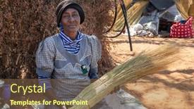  Presentation with woman gathering - PPT theme with african-woman-sitting-down background and a tawny brown colored foreground