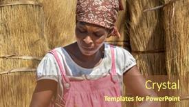  Presentation with woman gathering - Slide set featuring african-woman-sitting-down background and a tawny brown colored foreground