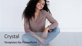  Presentation with cosmic african - Presentation theme featuring african woman sitting on floor background and a  colored foreground