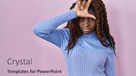  Presentation with african people - PPT theme consisting of african-woman-standing-over-pink background and a lemonade colored foreground